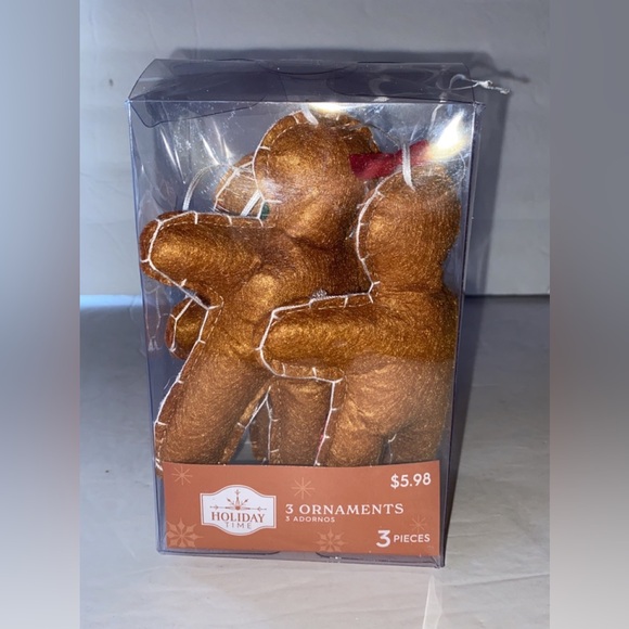 NEW - ‘Holiday Time’ 3pc Gingerbread Man Fabric Ornaments - Picture 6 of 8